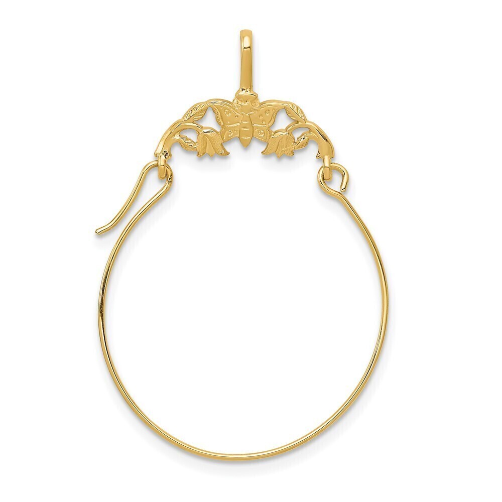 Million Charms 10k Yellow Gold Polished Butterflies Charm Holder Genuine Gold